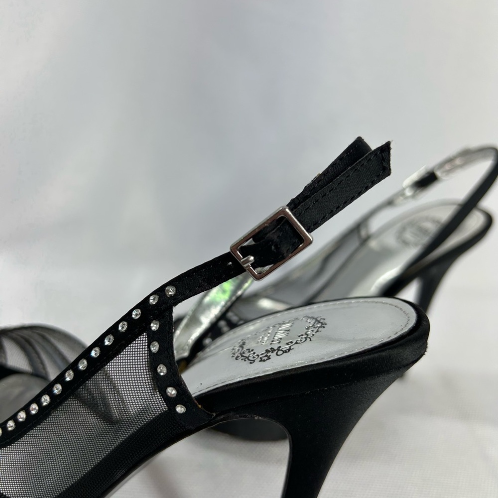 Black and Silver Rhinestone Slingback Heels - Picture 3 of 5